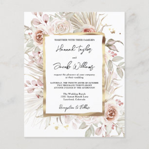 Budget Boho Rustic Floral Wedding Invitation