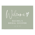 BUDGET Boho Sage Green Heart Script Bridal Shower