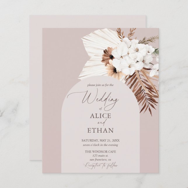 Budget Boho séché Palm Feuille Mariage (Devant / Derrière)