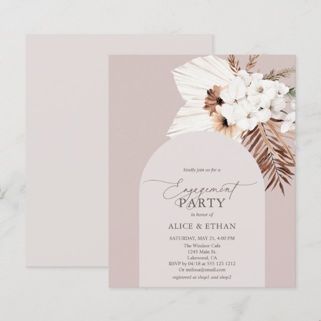 Budget Boho Séché Palm Feuilles d'engagement (Devant / Derrière)