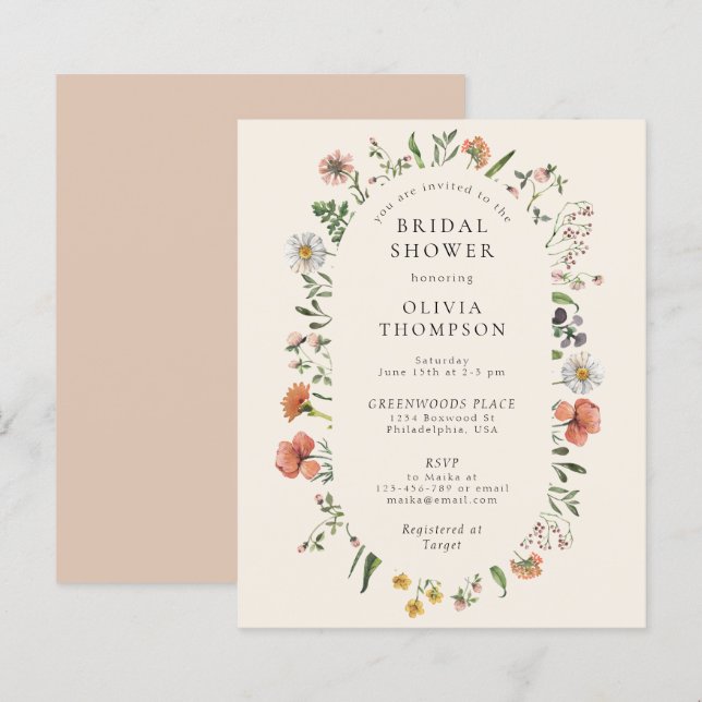 Budget Boho Summer Wildflower Arch Bridal Shower (Front/Back)