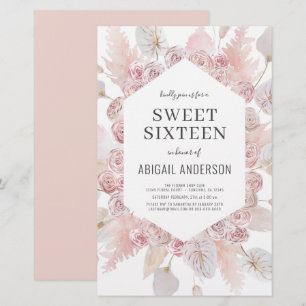 Budget Boho Sweet Sixteen Modern Invitation
