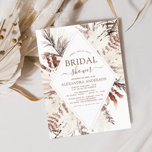 Budget Boho Terracotta Pampas Grass Bridal Shower Flyer