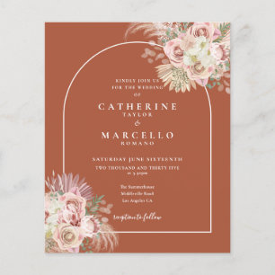 Budget Boho Terracotta Pampas Grass Wedding