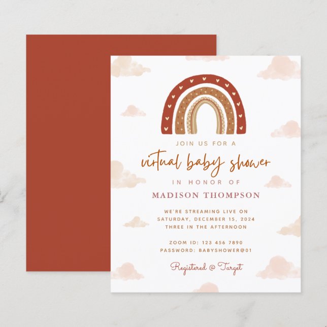 Budget Boho Terracotta Rainbow Virtual Baby Shower (Front/Back)
