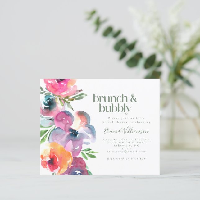 Budget Boho Watercolor Flower Bridal Brunch Bubbly (Standing Front)