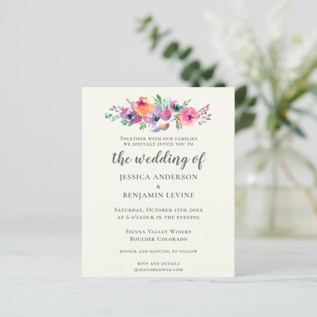 Budget Boho Watercolor Flowers Elegant Wedding   (Standing Front)