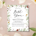 Budget Boho Wildflower Bridal Shower Invitation<br><div class="desc">This elegant Budget invitation from Wildflower Meadow collections features ditsy watercolor florals with delicate greenery vines,  paired with a modern script font. Perfect for any season. To make advance changes,  select Personalize -> Edit using Design tool.</div>