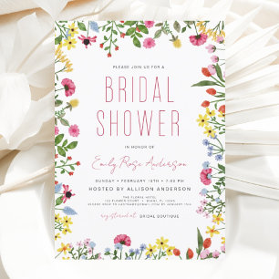 Budget Boho Wildflower Bridal Shower Invitation