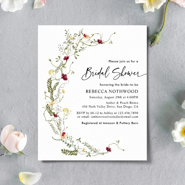 Budget Boho Wildflower Bridal Shower Invitation (Creator Uploaded)