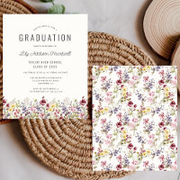 Budget Boho Wildflower Pattern Grad Party Invite