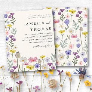 Budget Boho Wildflower Wedding Invitation 