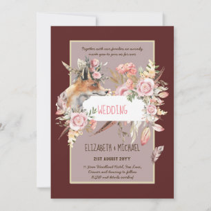 BUDGET Boho Woodland FOX Floral Wedding Modern Invitation