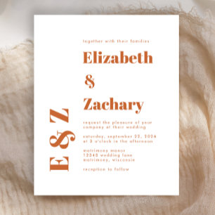 Budget Bold Burnt Orange Typography Wedding Invite