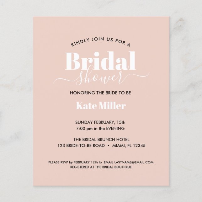 BUDGET BOLD PINK BLACK AND WHITE BRIDAL SHOWER (Front)