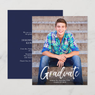 Budget Bold Script Photo Graduation Announcement