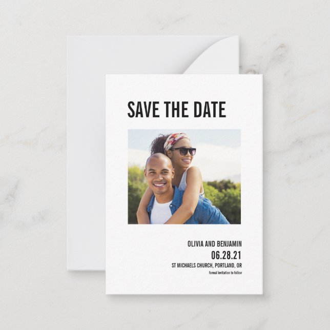 budget bold typography chic save the date postcard (Front)