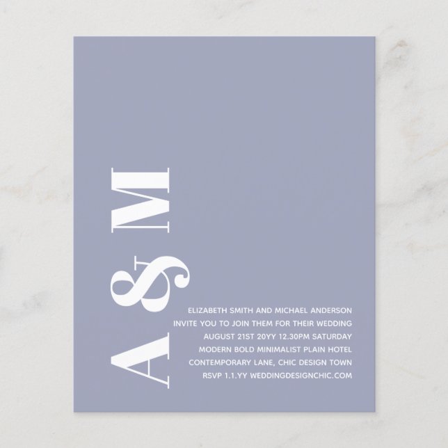 BUDGET BOLD Typography Wedding Invite Minimalist Flyer (Front)