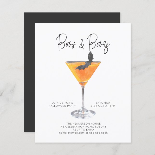 Budget Boos & Booze Cocktail Halloween Party  (Front/Back)