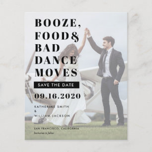 Budget Booze Food Bad Dance Moves Save The Date Flyer
