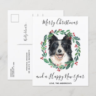 Budget Bordure Collie Chien Joyeux Noël Carte post