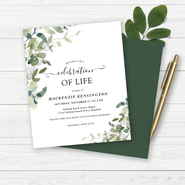 Budget Botanical Celebration of Life Memorial (Budget Botanical Celebration of Life Memorial Invitation)