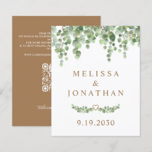 Budget Botanical Eucalyptus QR Code Wedding Invite