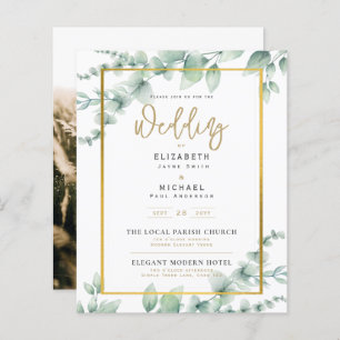 Budget Botanical Eucalyptus Wedding INVITE