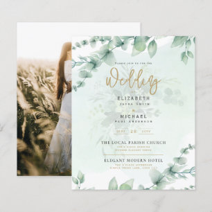 Budget Botanical Eucalyptus Wedding INVITE