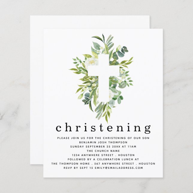 Budget Botanical Feuilles croix Christening Invita (Devant / Derrière)