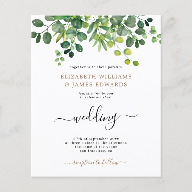 BUDGET Botanical Garden Spring Wedding Invitation (Front)