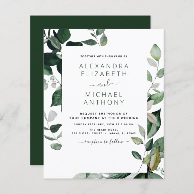 Budget Botanical Greenery Foliage Wedding (Front/Back)