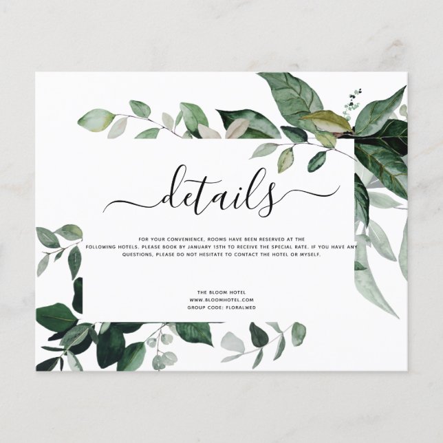 Budget Botanical Greenery Foliage Wedding Flyer (Front)