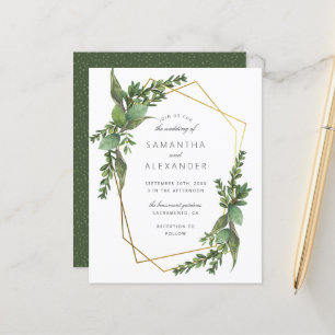 Budget Botanical Greenery & Gold Geometric Wedding