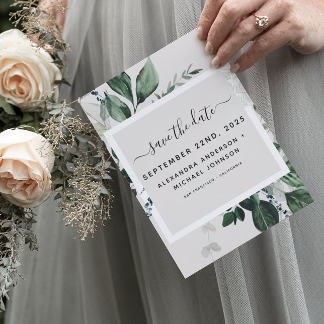 Budget Botanical Greenery Save the Date Invitation Flyer (Creator Uploaded)