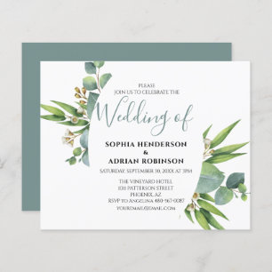 Budget Botanical Greenery Wedding Invitations