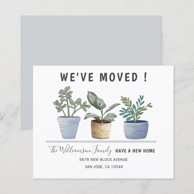 Budget Botanical Potted Plants Moving Announcement (Front/Back)