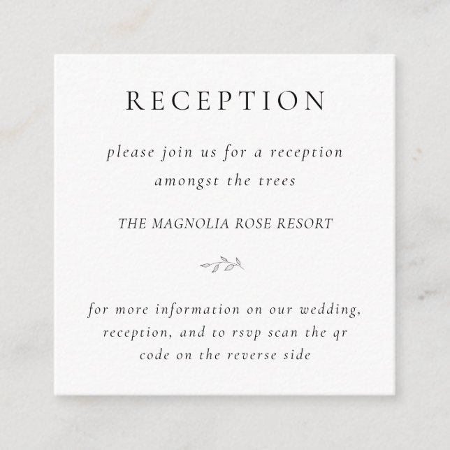 Budget Botanical Reception Info Enclosure Card (Front)