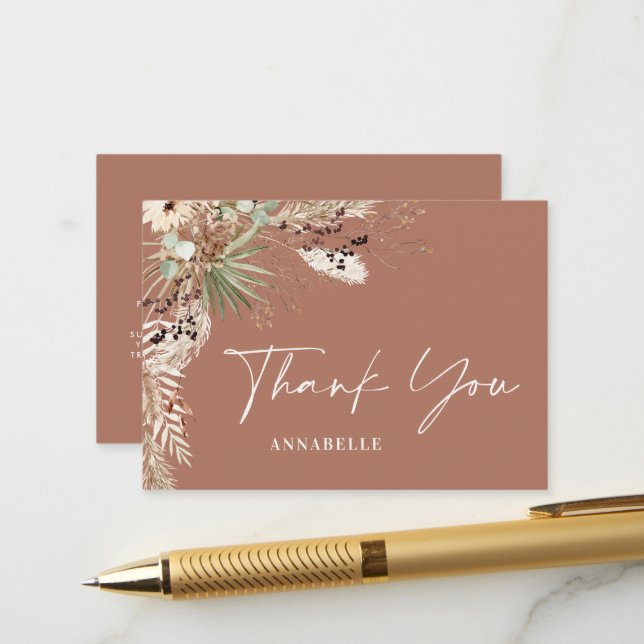 Budget botanical simple baby shower thank you enclosure card (Front/Back In Situ)