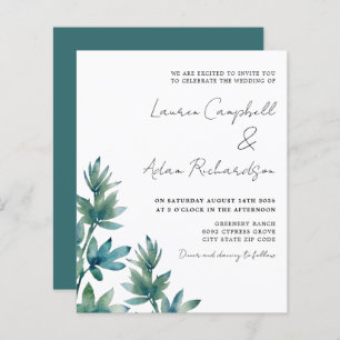 Budget Botanical Watercolor Foliage Wedding