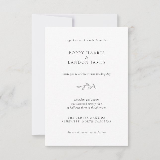 BUDGET Botanical Wedding Invitation (Front)