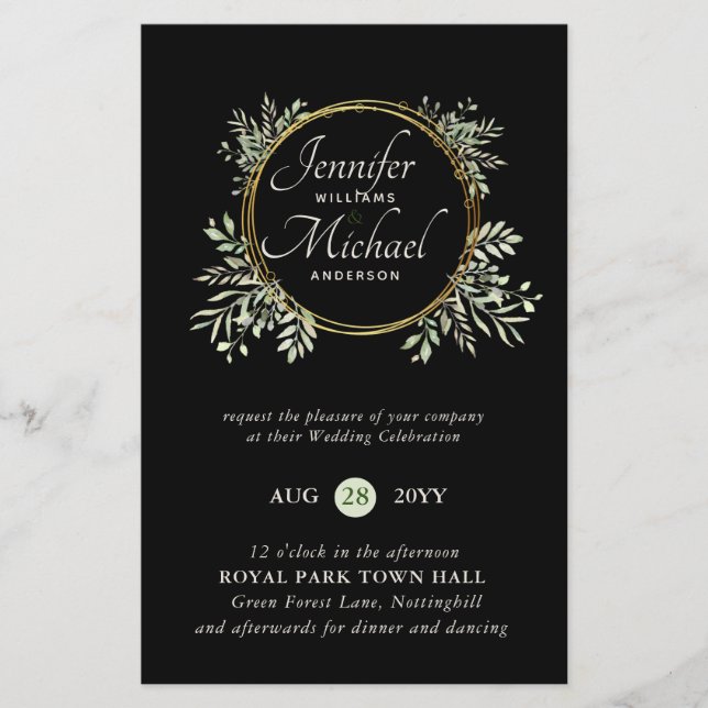 BUDGET Botanics Greenery Wedding Invites Trending (Front)