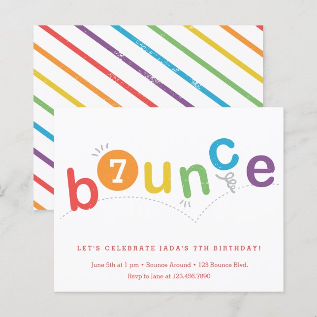 Budget Bounce Kids Age Birthday Party Invitation (Front/Back)