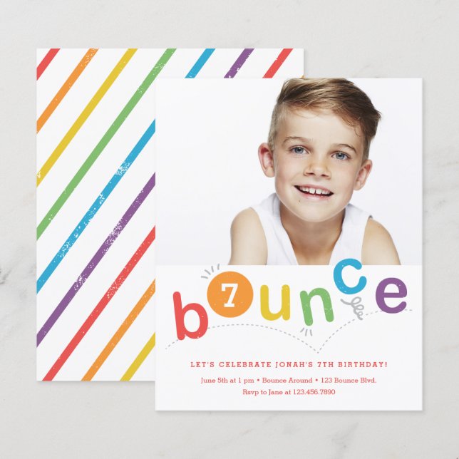 Budget Bounce Kids Birthday Party Invitations (Front/Back)