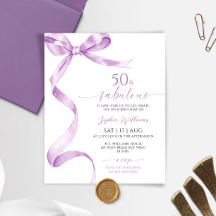 Budget Bow 50 & Fabulous Birthday Invitation