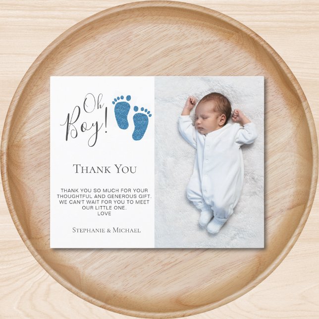 Budget Boy's Baby shower Photo Carte de remercieme (Créateur téléchargé)
