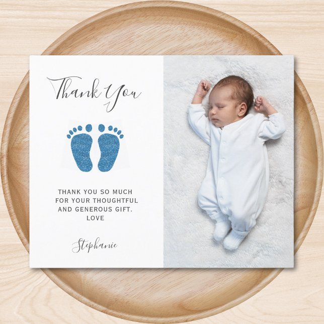 Budget Boy's Baby Shower Photo Thank You Card (Creator Uploaded)