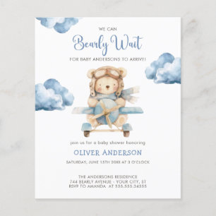 Budget BoyTeddy Bear Baby Shower invitation