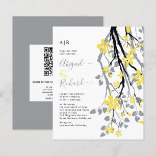 BUDGET Branch, flowers QR code wedding invitation