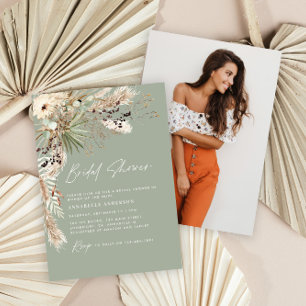 Budget Bridal hower pampas grass Photo invitation